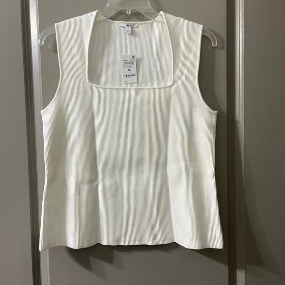 Pretty Cream Macy's Bar III Plus Ribbed Tank Top NWT Size 1X - Picture 9 of 9